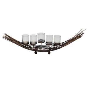 Rustic Metal 5 Candle Centerpiece Holder Brown Intertwined Table Decor 24” Long